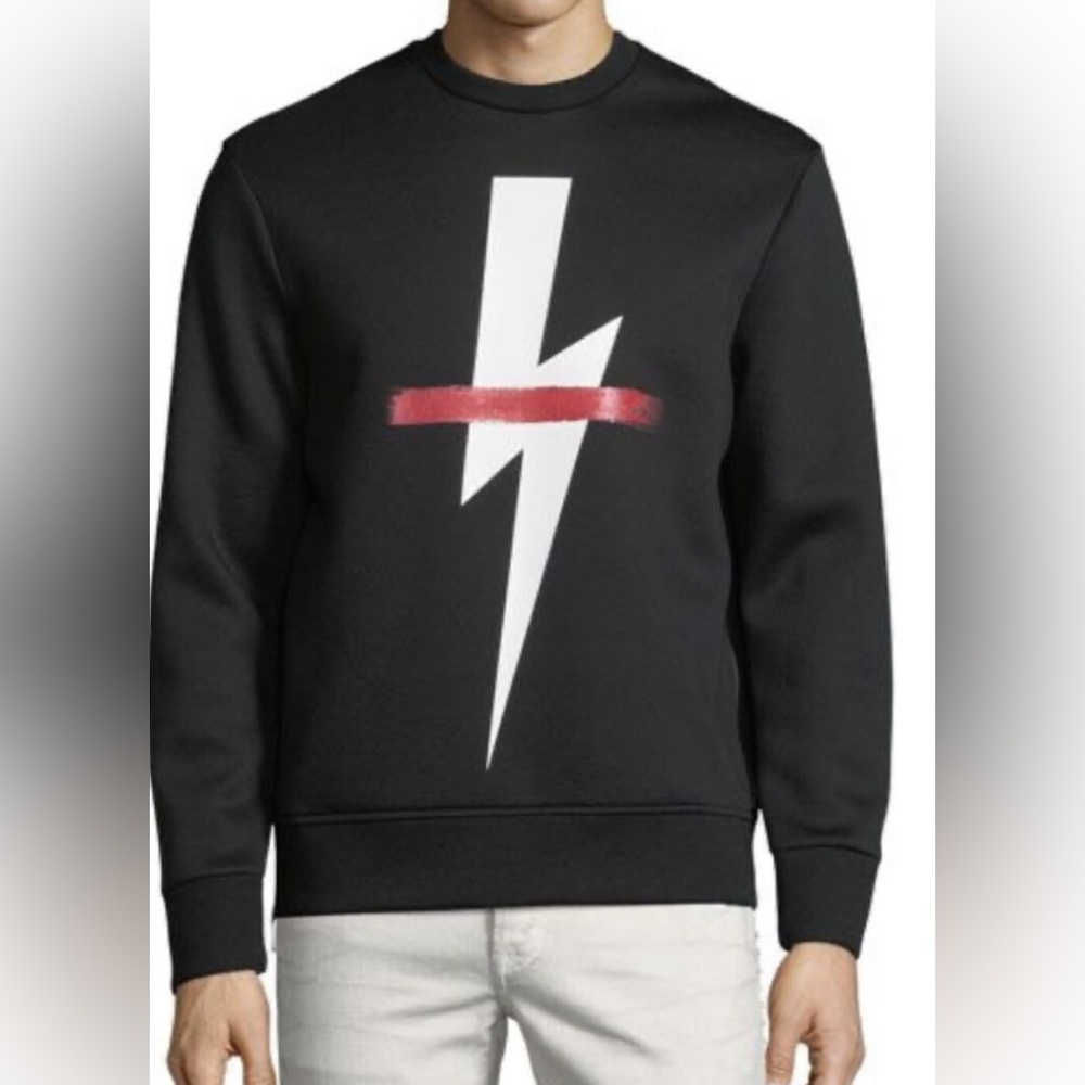 Neil Barrett Lightning Bolt  Neoprene Side-zip Sweatshirt